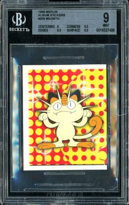 1999 Merlin Album Stickers Meowth #206 BGS 9