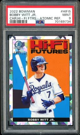 2022 Bowman Chrome Hi-Fi Futures Bobby Witt Jr. #HIFI5 Atomic Refractor /150 PSA 9