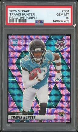 2025 Mosaic Travis Hunter #301 Reactive Purple PSA 10