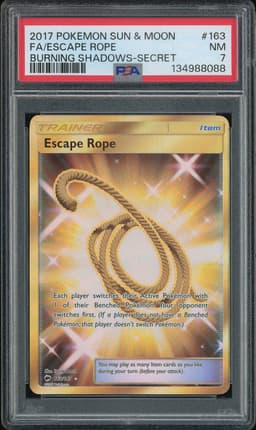 2017 Pokemon Sun & Moon Burning Shadows Secret Escape Rope #163 PSA 7