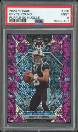 2023 Mosaic Bryce Young #290 Purple No Huddle /50 PSA 9