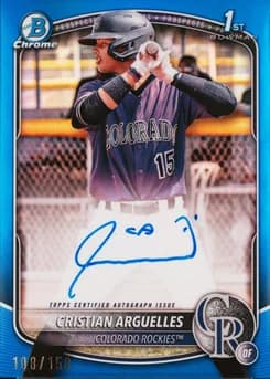 2025 Bowman Chrome Prospect Autographs #CPACAR Cristian Arguelles Blue Refractor