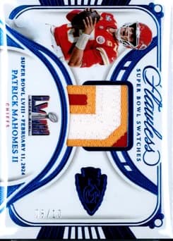 2024 Panini Flawless Super Bowl Swatches #SBS-PMS Patrick Mahomes II Sapphire