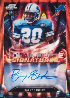 2025 Topps Cosmic Chrome Solar Flare Signatures #SFS-BS Barry Sanders Orange Galactic