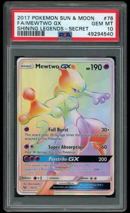 2017 Shining Legends Mewtwo GX #76 PSA 10