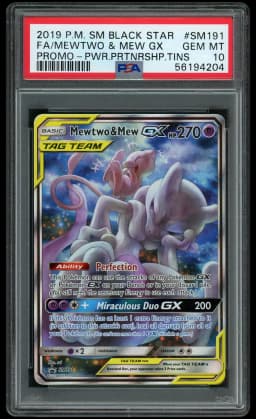 2019 Black Star Promo Mewtwo & Mew GX #SM191 PSA 10