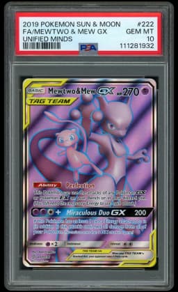 2019 Unified Minds Mewtwo & Mew GX #222 PSA 10