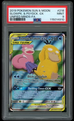 2019 Unified Minds Slowpoke & Psyduck GX #218 PSA 9