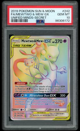 2019 Unified Minds Mewtwo & Mew GX #242 PSA 10