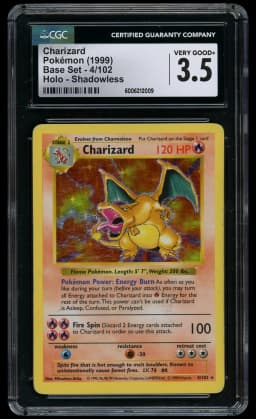 1999 Base Set Shadowless Charizard #4 CGC 3.5