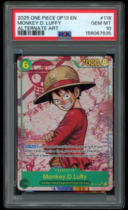 2025 Carrying on His Will Monkey D. Luffy #OP13-118 PSA 10