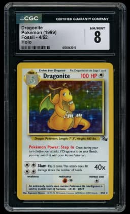 1999 Fossil Dragonite #4 CGC 8