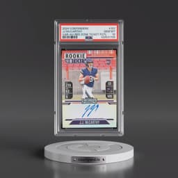 2024 Panini Contenders #101 JJ McCarthy - Variation-Autograph-Red Zone Ticket Fotl (PSA 10 GEM MINT)