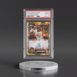 2024 Topps Chrome Sapphire Chrome Sapphire Autographs #CSAJC Jackson Chourio - Gold (PSA 10 GEM MINT)