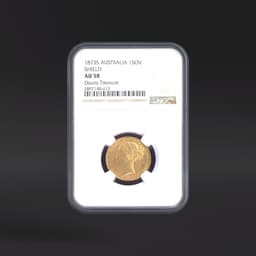 1873S AUSTRALIA 1SOV SHIELD Douro Treasure NGC AU58