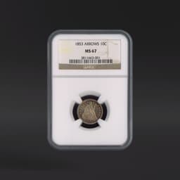 1853 10 Cents Arrows NGC MS67