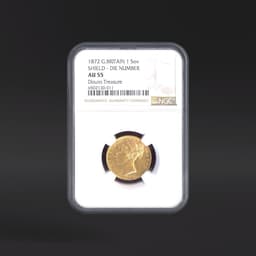 1872 G.BRITAIN 1SOV SHIELD - DIE NUMBER Douro Treasure NGC AU55