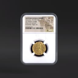 Honorius, AD 393-423 WESTERN ROMAN EMPIRE AV Solidus Scratches. Edge cut. NGC XF