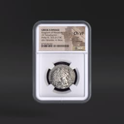 Kingdom of Macedon GREEK COINAGE AR Tetradrachm obv Heracles. rv Zeus. NGC ChVF