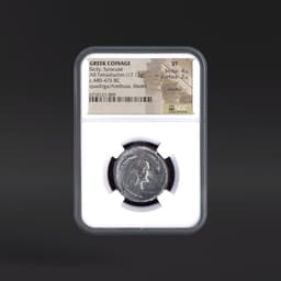 Sicily, Syracuse GREEK COINAGE AR Tetradrachm quadriga/Arethusa. Marks. NGC VF