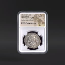 Aeolis, Myrina GREEK COINAGE AR Tetradrachm Apollo/Apollo in wreath NGC AU