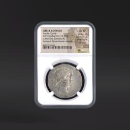 Aeolis, Cyme GREEK COINAGE AR Tetradrachm Amazon Cyme/horse+wreath NGC ChXF