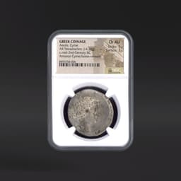 Aeolis, Cyme GREEK COINAGE AR Tetradrachm Amazon Cyme/horse+wreath NGC ChAU